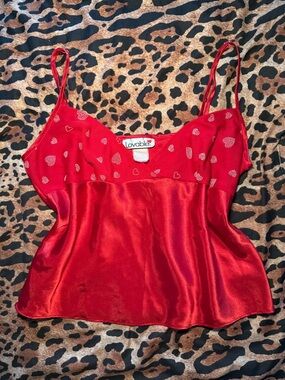 Lovable Red Satin Heart Trim Cami